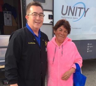 Local optometrist joins effort to provide eye exams to Avenal residents Dr. Jeff Garcia and patient in Avenal.